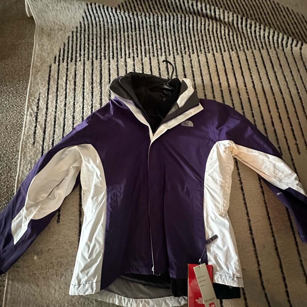 The North Face HyVent Purple and White Jacket